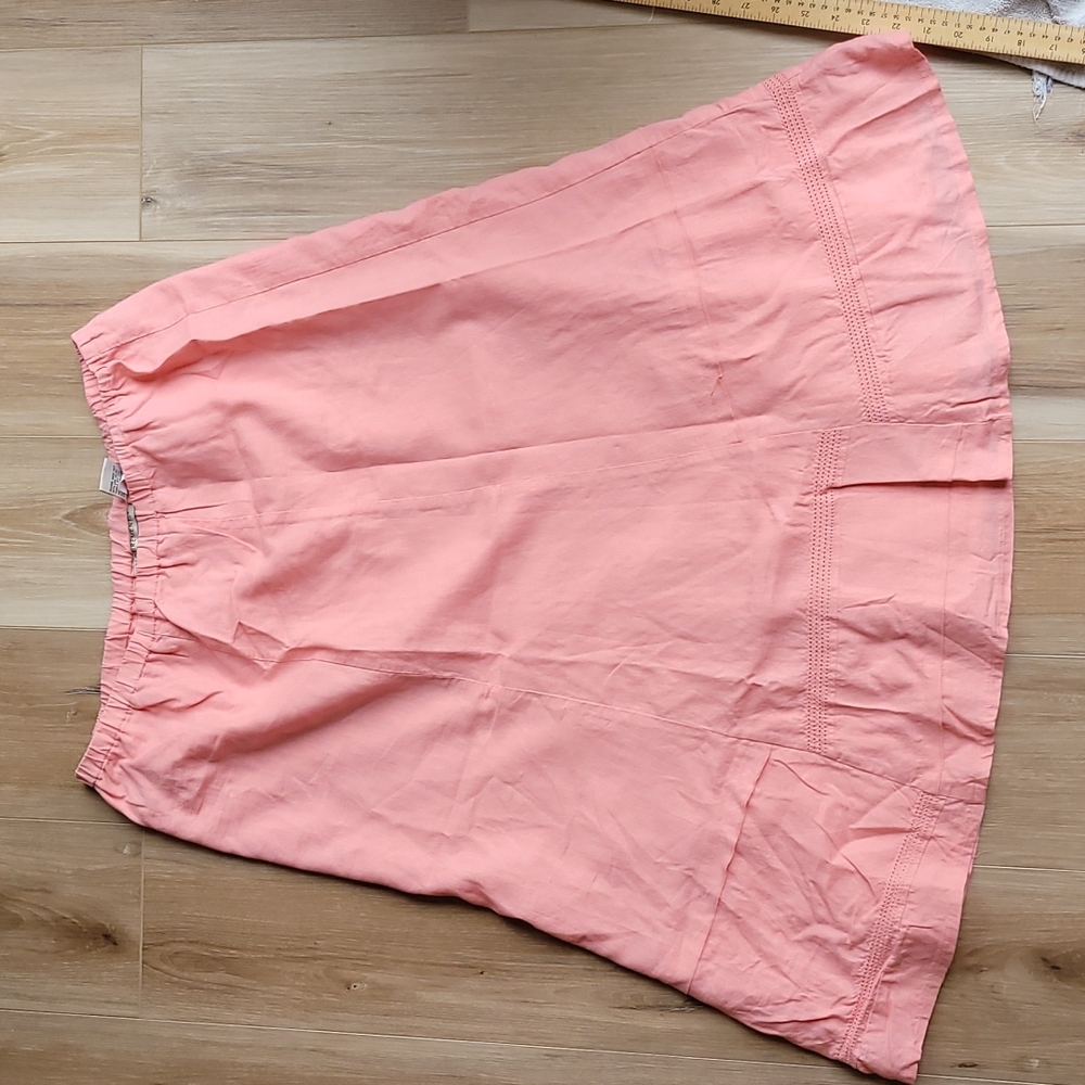Lined linen skirt with elastic waist